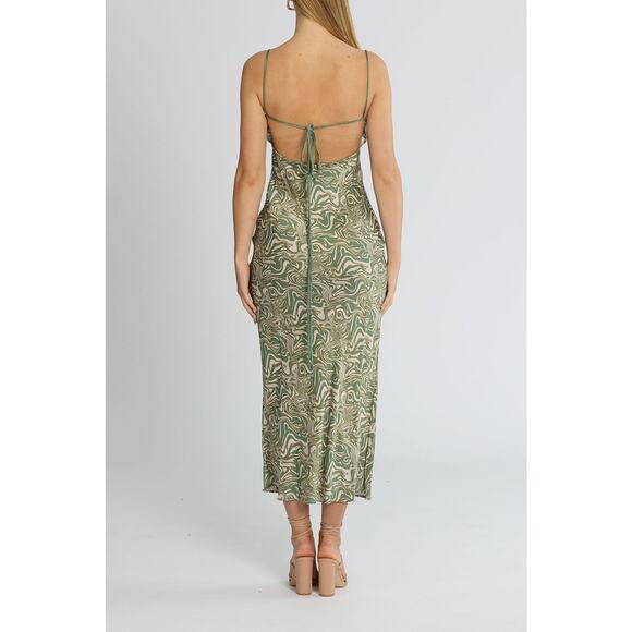 Bec & Bridge Alanis Printed Silk-Satin Midi Dress - UK 6 / US 2 - Green - Picture 5 of 7